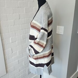 a new day Gray and Brown Striped Cardigan